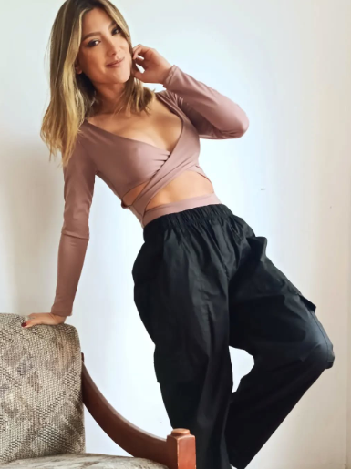 Body manga larga para mujer